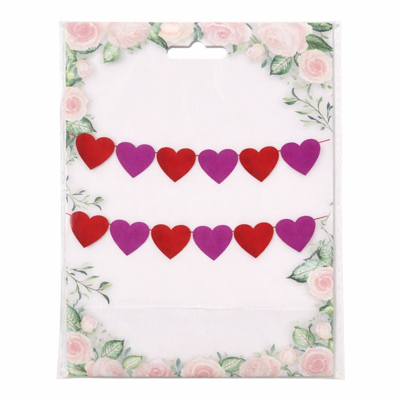 Heart Paper Garland – Red & Purple Valentine Decoration