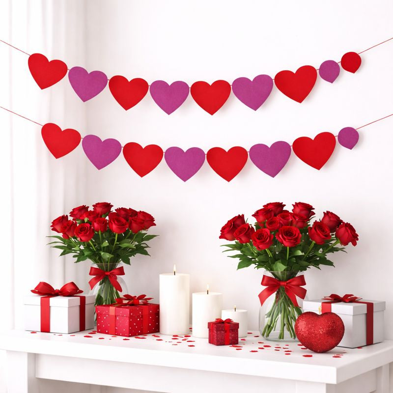 Heart Paper Garland – Red & Purple Valentine Decoration