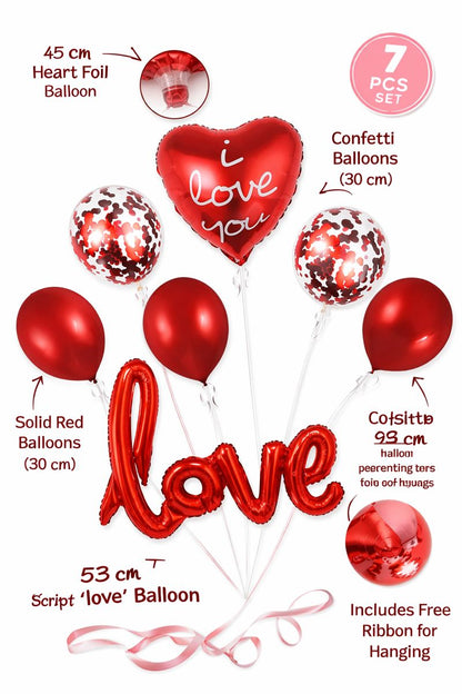 Valentine’s Day Balloon Decoration Set – 7-Piece “I Love You” Love Theme