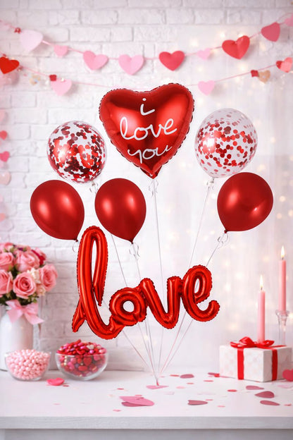 Valentine’s Day Balloon Decoration Set – 7-Piece “I Love You” Love Theme
