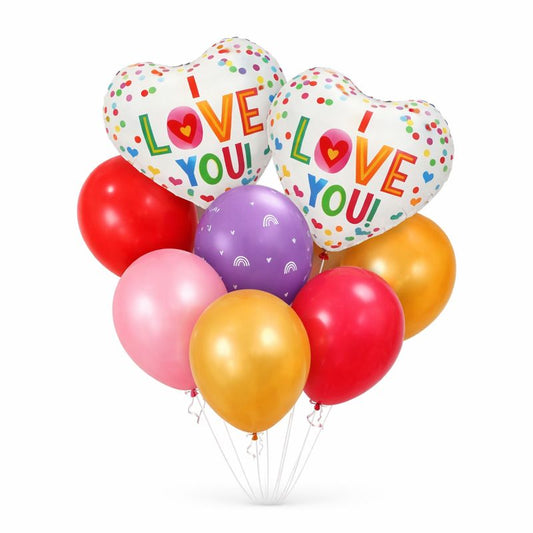 I Love You Party Balloon Set – 9 Colorful Balloons for Celebrations