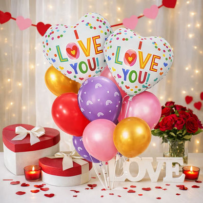I Love You Party Balloon Set – 9 Colorful Balloons for Celebrations