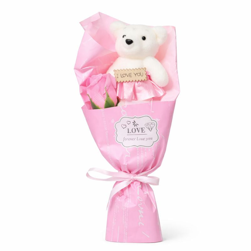 Valentine’s Day Teddy Bear & Rose Gift Bouquet – Romantic Love Surprise