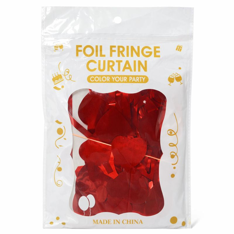 Red Heart Foil Fringe Curtain – Valentine’s Day Decoration Backdrop