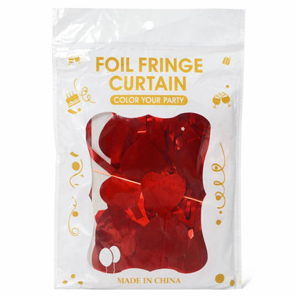 Red Heart Foil Fringe Curtain – Valentine’s Day Decoration Backdrop