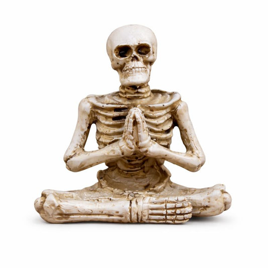 Meditation Skeleton Figurine Décor – Praying Pose Table Ornament (10 cm)