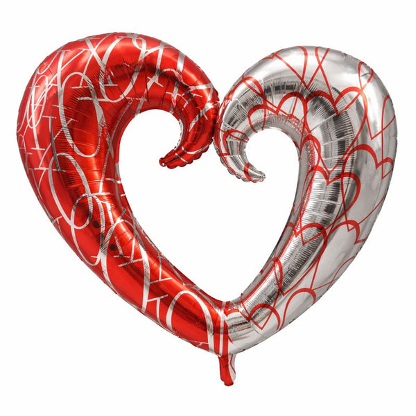 41 Inch Heart Foil Balloon – Red & Silver Valentine Decoration