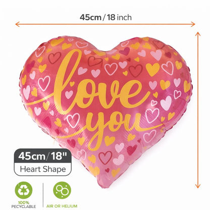 Love You Heart Foil Balloon – 18 Inch Party Decoration