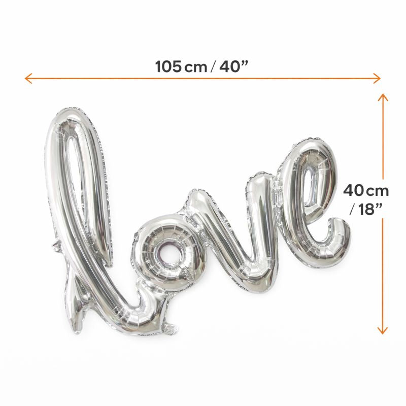 Silver LOVE Foil Balloon – 40 Inch Party Decoration