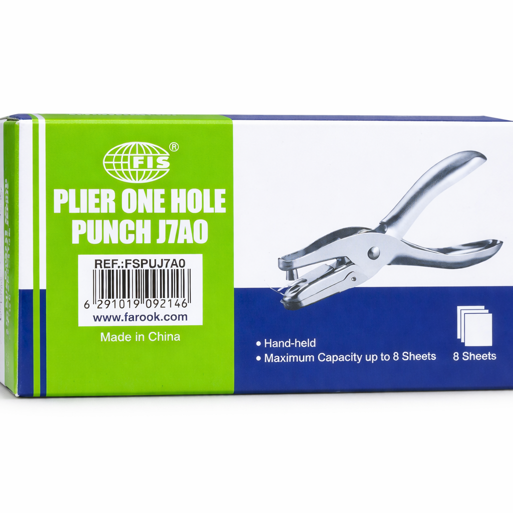 FIS One Hole Punch Plier J7A0 – Handheld, 8 Sheets Capacity