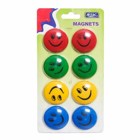 Smiley Face Board Magnets – Multicolor, Pack of 8