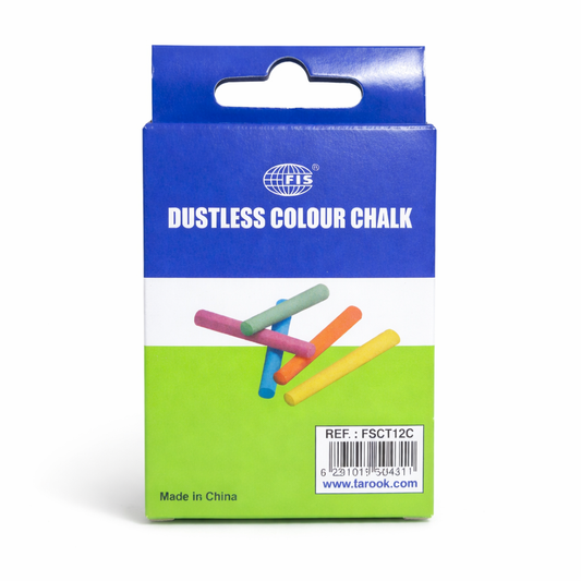 FIS Dustless Colour Chalk – Assorted Colours (12 Pieces)
