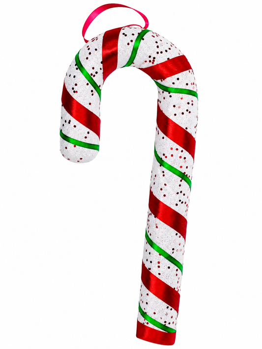Christmas Candy Cane Hanging Decoration with Glitter Finish for Holiday Home and Tree Decor 50cm