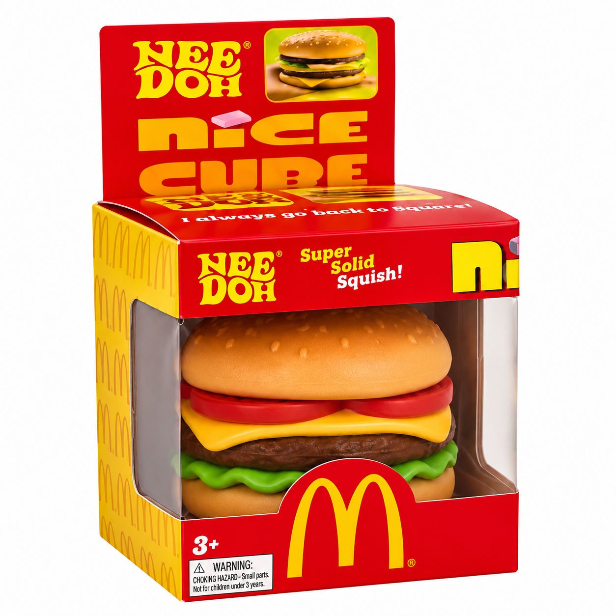 NeeDoh Nice Cube Burger Squishy Stress Toy – Soft Sensory Fidget Toy
