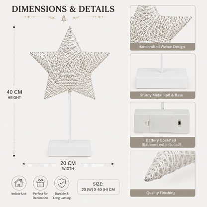 LED Woven Star Table Decoration with Stand for Christmas Home Decor