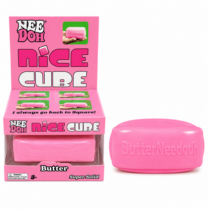 NeeDoh Nice Cube Butter Pink Squishy Stress Toy – Soft Sensory Fidget Cube