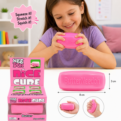 NeeDoh Nice Cube Butter Pink Squishy Stress Toy – Soft Sensory Fidget Cube