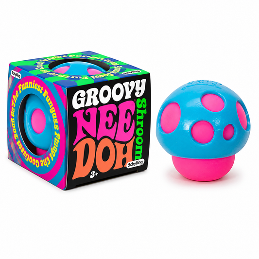 NeeDoh Groovy Shroom – Blue & Pink | Soft Mushroom Sensory Squeeze Toy