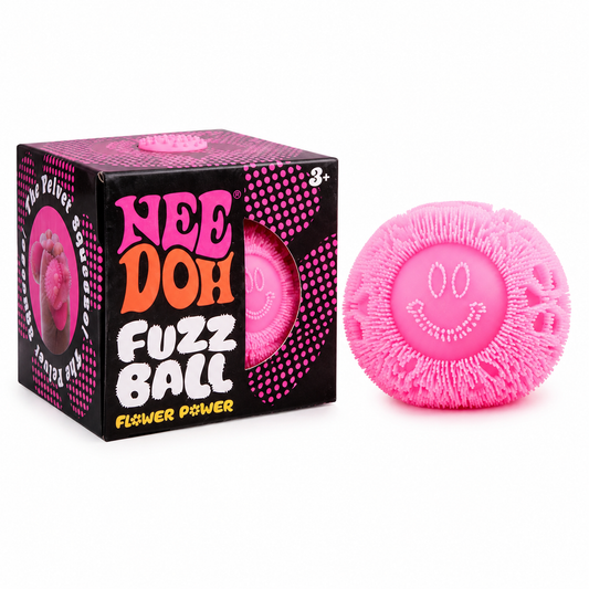 NeeDoh Fuzz Ball – Pink | Soft Fuzzy Sensory Squeeze Ball