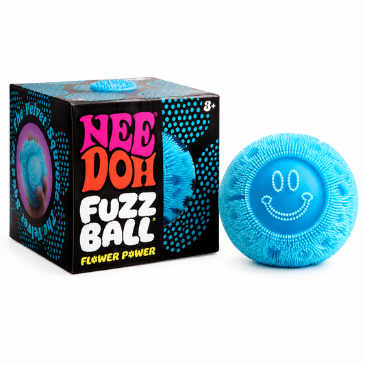 NeeDoh Fuzz Ball – Blue | Soft Fuzzy Sensory Squeeze Ball