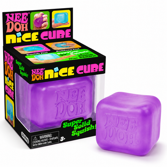NeeDoh Nice Cube Purple Super Solid Squish Stress Relief Fidget Toy