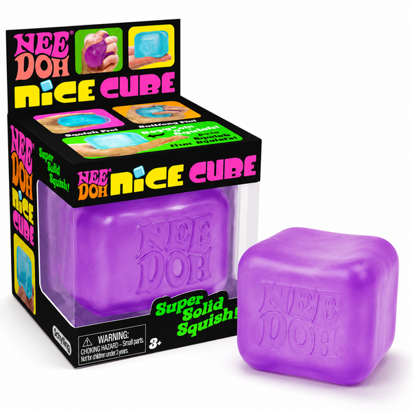 NeeDoh Nice Cube Purple Super Solid Squish Stress Relief Fidget Toy