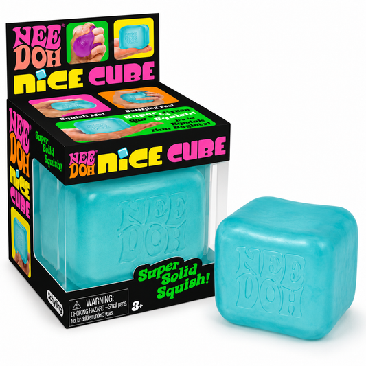 NeeDoh Nice Cube Aqua Blue Super Solid Squish Stress Relief Fidget Toy