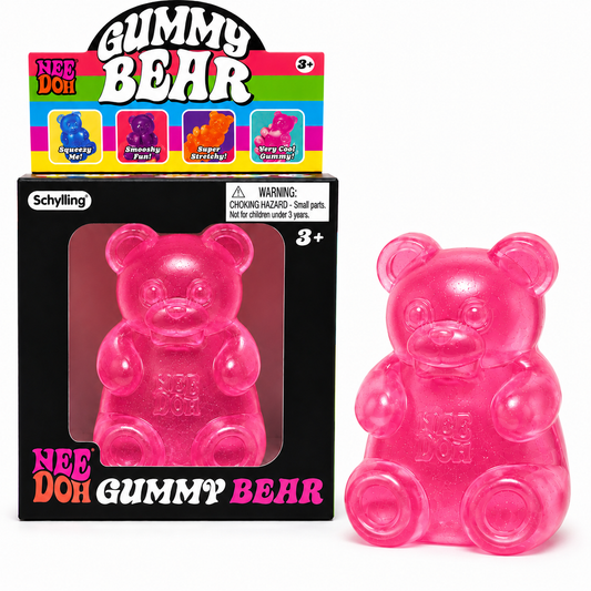 NeeDoh Gummy Bear Pink Super Solid Squish Stress Relief Sensory Fidget Toy