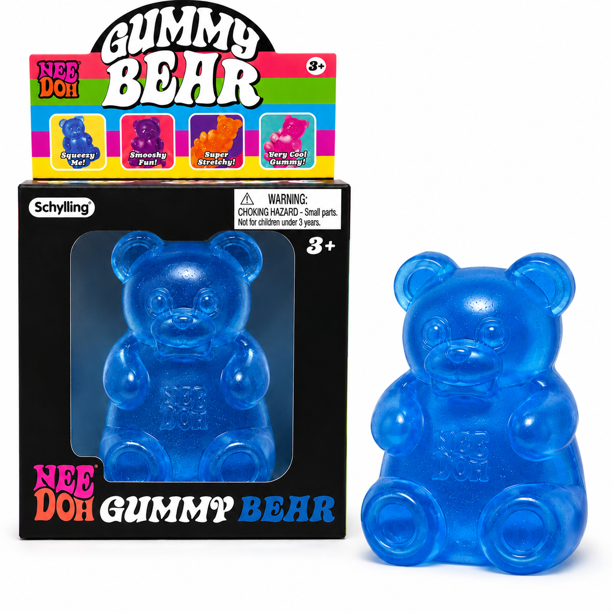 NeeDoh Gummy Bear Blue Super Solid Squish Stress Relief Sensory Fidget Toy