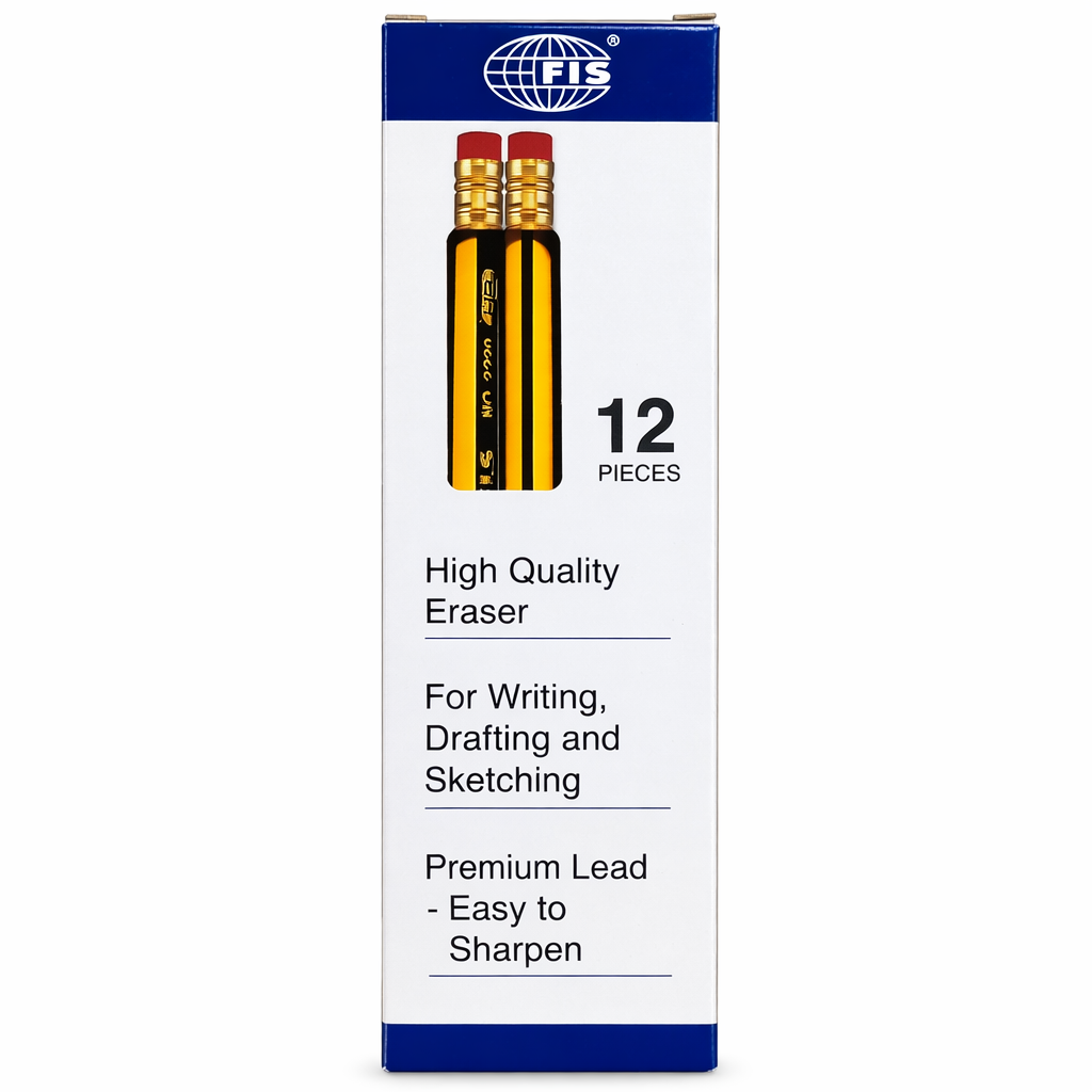 FIS HB Graphite Pencils Pack of 12 for School and Office Use