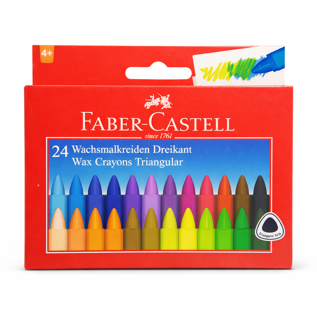 Faber-Castell Wax Crayons 24 Colors Triangular Grip Set