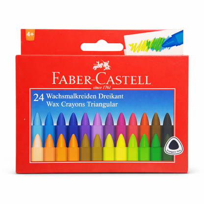 Faber-Castell Wax Crayons 24 Colors Triangular Grip Set
