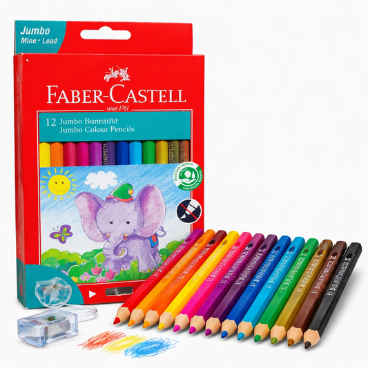 Faber-Castell Jumbo Colour Pencils 12 Colors Thick Lead Set