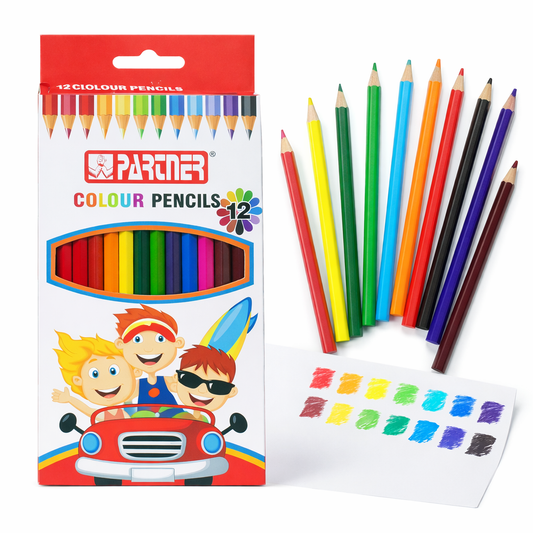 Partner 12 Colour Pencils Set Smooth Drawing Coloring Pencils