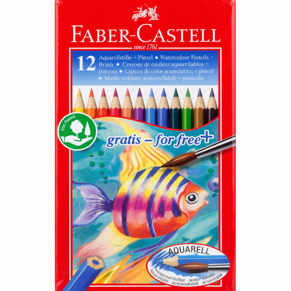 Faber-Castell Watercolour Pencils Set with Brush Aquarell 12/24 Colours