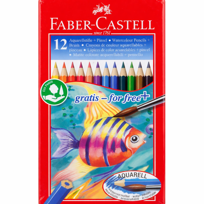 Faber-Castell Watercolour Pencils Set with Brush Aquarell 12/24 Colours