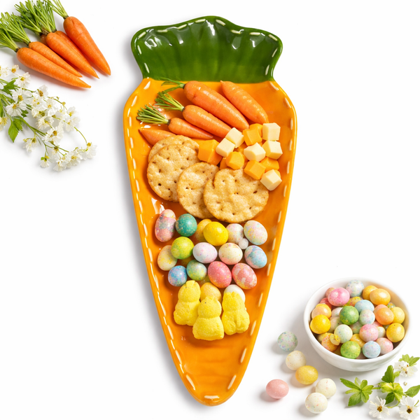 Carrot Shaped Ceramic Serving Plate – 24cm Snack Tray Easter Table Decor