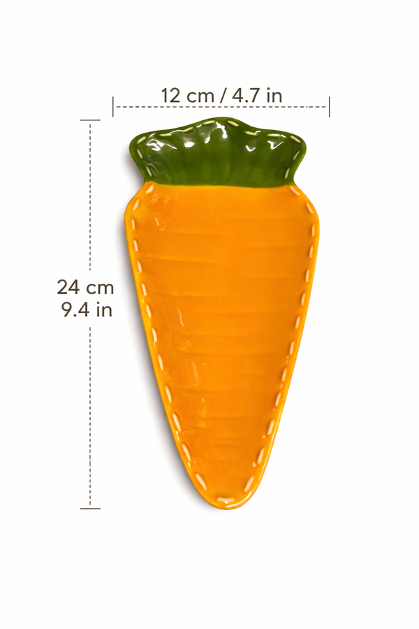 Carrot Shaped Ceramic Serving Plate – 24cm Snack Tray Easter Table Decor