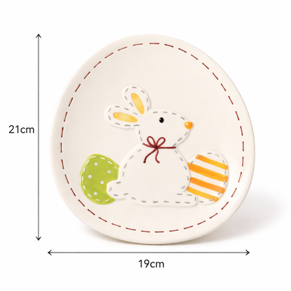 Easter Bunny Ceramic Plate – 21x19cm Decorative Serving Dish