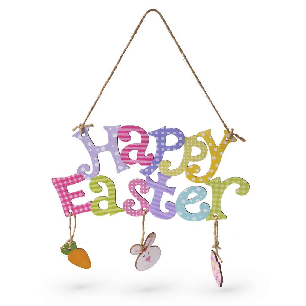 Easter Hanging Sign – Wooden Bunny Door & Wall Decoration 15cm