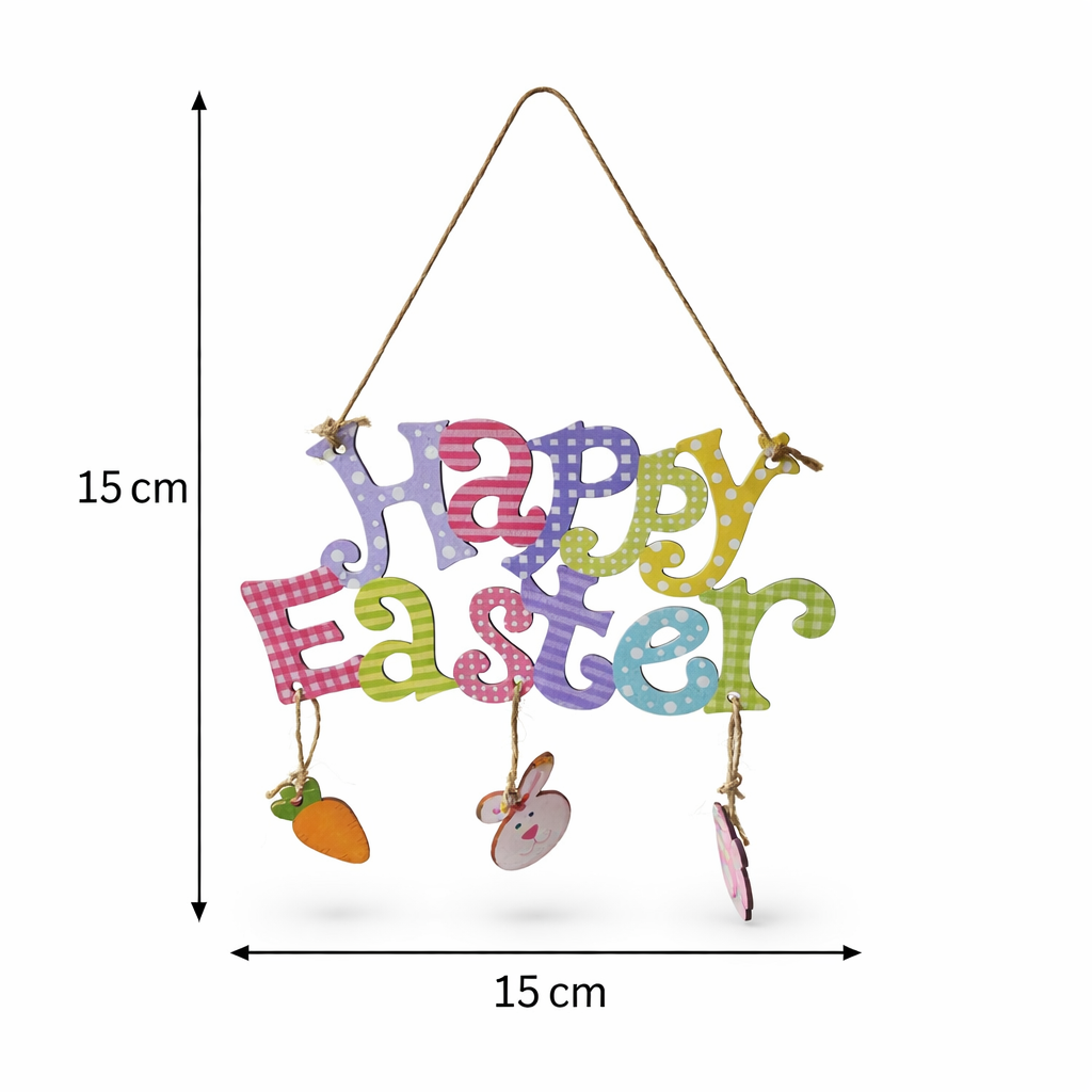 Easter Hanging Sign – Wooden Bunny Door & Wall Decoration 15cm