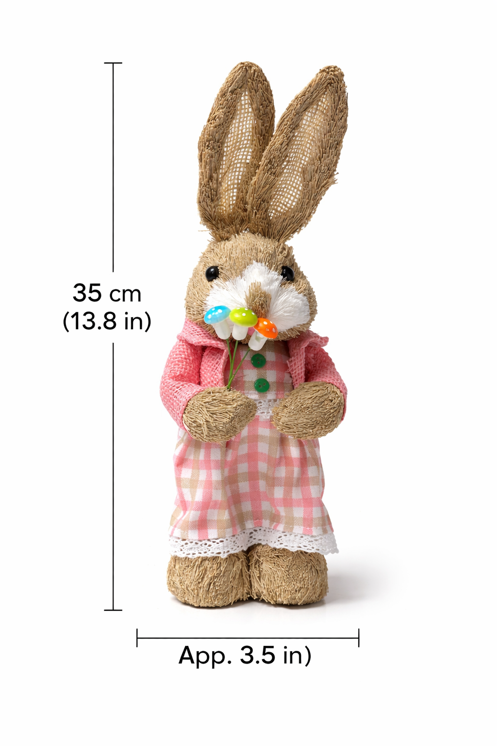 Rustic Easter Bunny Figurine 35cm – Straw Rabbit Spring Home Decor