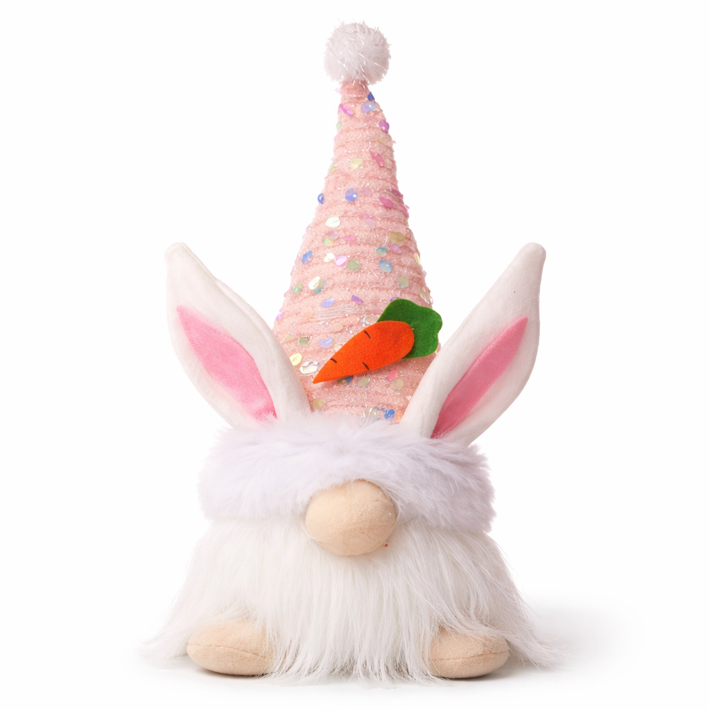 Easter LED Gnome Bunny Plush Decor 20cm – Light Up Spring Table Ornament
