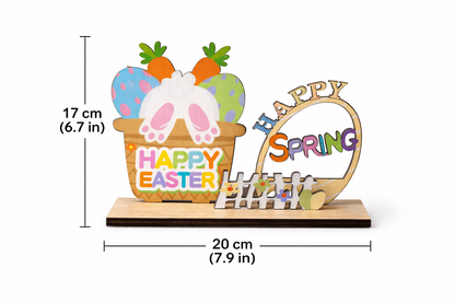 Easter Wooden Happy Easter & Spring Table Decor 20x17cm
