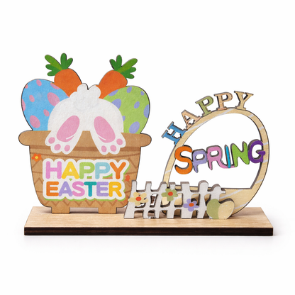 Easter Wooden Happy Easter & Spring Table Decor 20x17cm