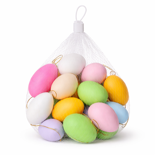 Easter Hanging Egg Decorations Set of 10 – Colorful Plastic Ornaments 8x6 cm for Tree & Party Decor