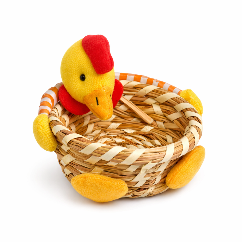 Easter Duck Basket Decoration – Handmade Straw Nest Bunny Egg Holder (3 Sizes)