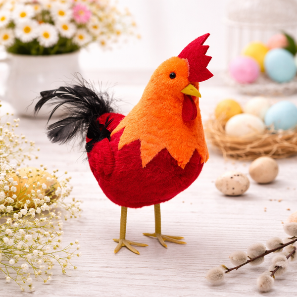 Easter Plush Rooster Decoration – Standing Chicken Table Decor (20cm)
