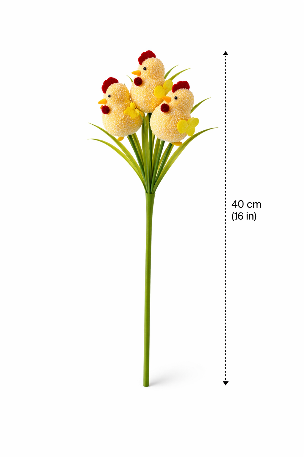 Easter Chick Floral Pick 40cm – 3 Chick Spring Decoration Stick for Baskets, Vases & Easter Arrangements