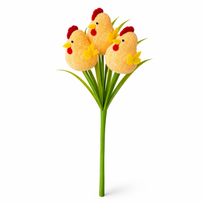 Easter Chick Floral Pick 40cm – 3 Chick Spring Decoration Stick for Baskets, Vases & Easter Arrangements